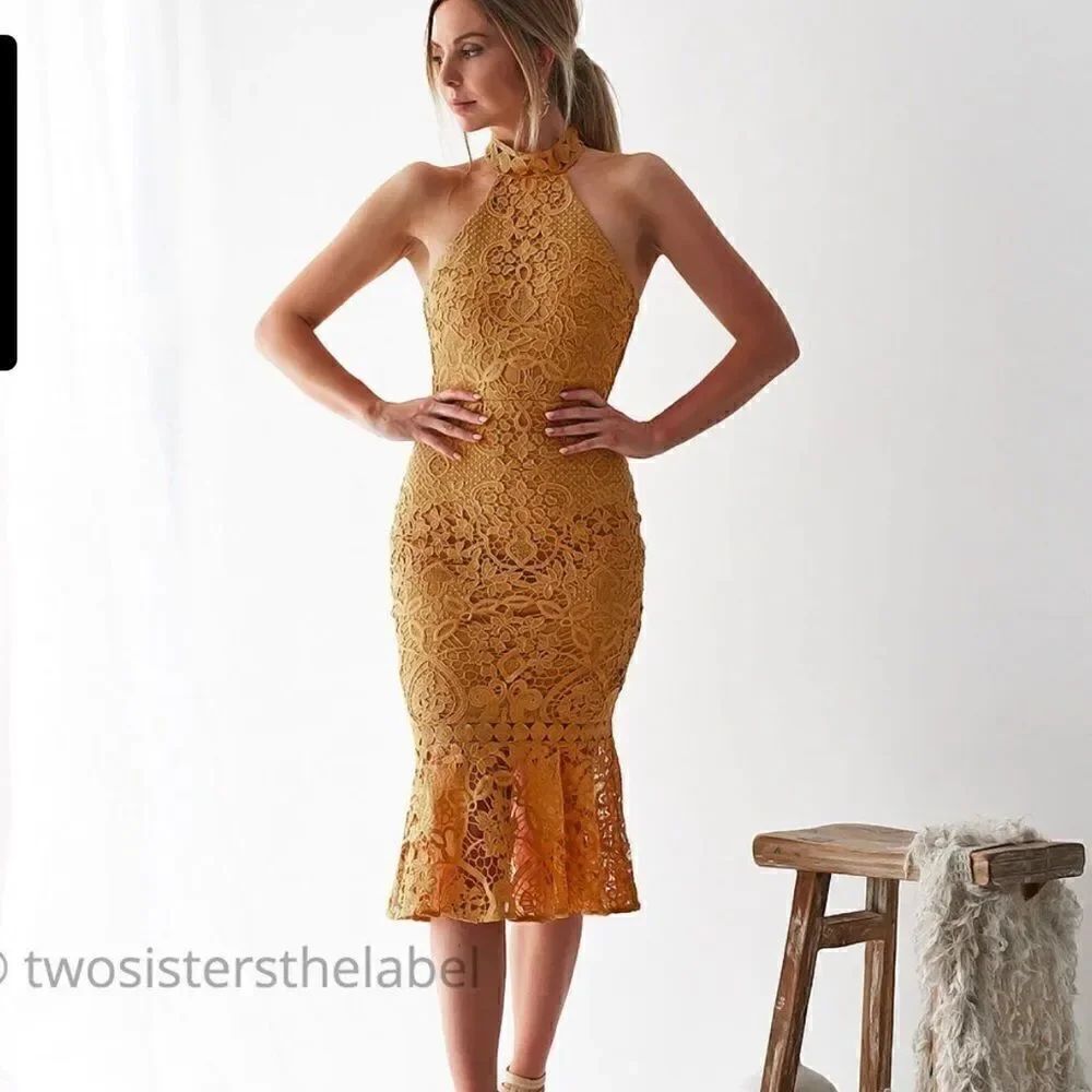 NEW Twosisters The Label Sonia Dress Mustard Women’s 4